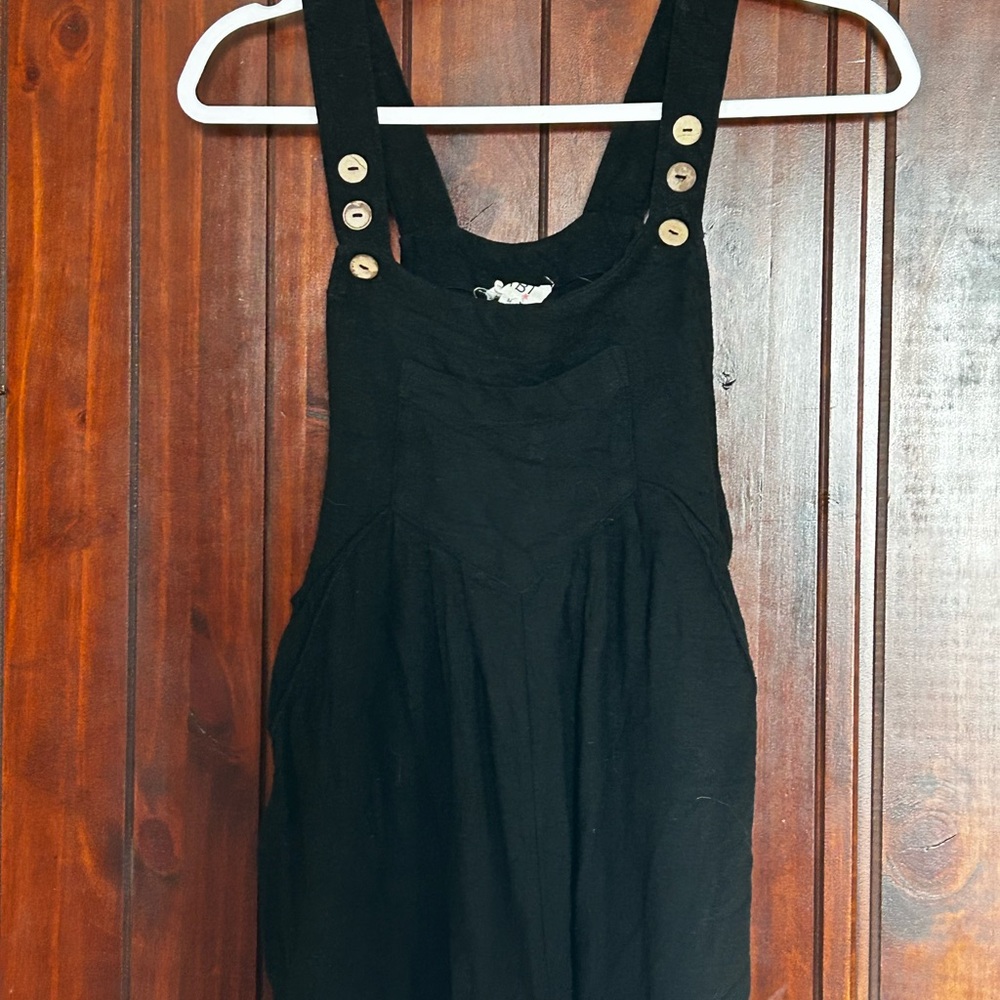 BiBi Black Wide Leg Overall Jumpsuit